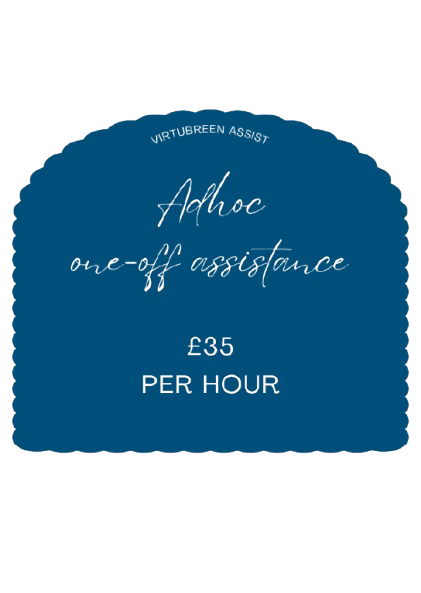 Ad hoc virtual assistant support priced at £35 per hour from Virtubreen Assist